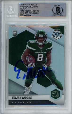 Elijah Moore Signed 2021 Mosaic Rookie Variations #316-V Card BAS Slab 38663