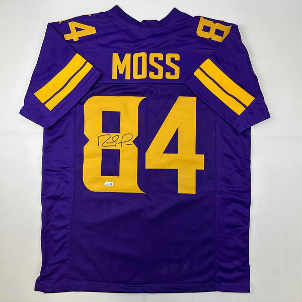 Autographed/Signed Randy Moss Minnesota Color Rush Purple Jersey Beckett BAS COA