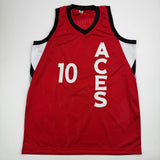 Autographed/Signed Kelsey Plum Las Vegas Red Basketball Jersey JSA COA