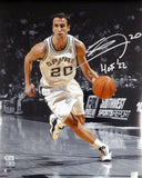 Manu Ginolbili Autographed Signed 16x20 Photo Spurs "HOF 22" Beckett QR #WX48324