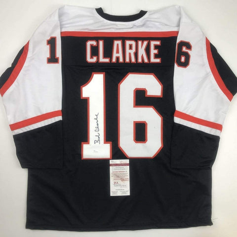 Autographed/Signed Bob Bobby Clarke Philadelphia Black Jersey JSA COA