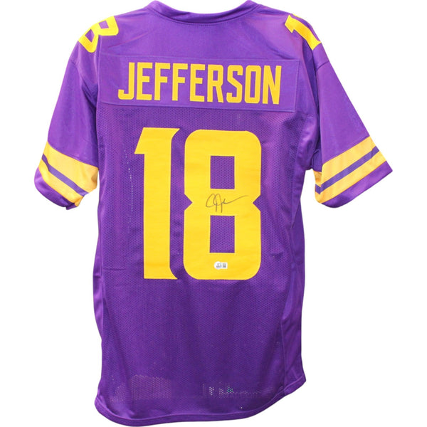 Justin Jefferson Autographed Pro Style XL Purple Jersey Beckett Witness 50141