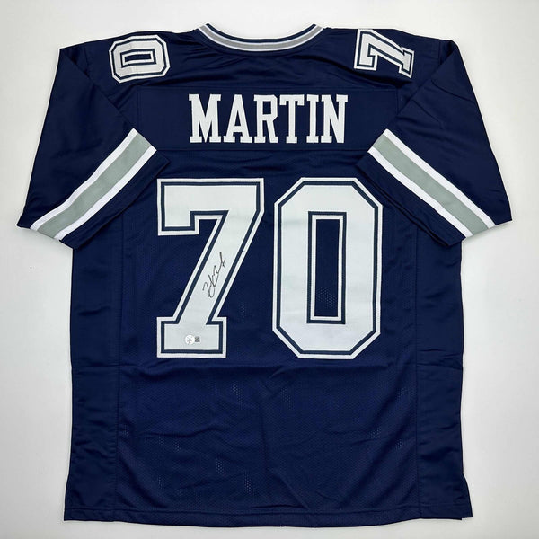 Autographed/Signed Zack Martin Dallas Blue Football Jersey Beckett BAS COA