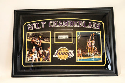 Wilt Chamberlain Cut Signature Signed Photo Collage Framed