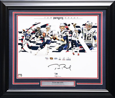Tom Brady Autographed Framed 16x20 Photo Patriots 6x Super Bowl Champ Fanatics