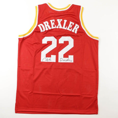 Clyde (The Glide) Drexler Signed Houston Rocket Jersey (JSA COA) 10XNBA All Star