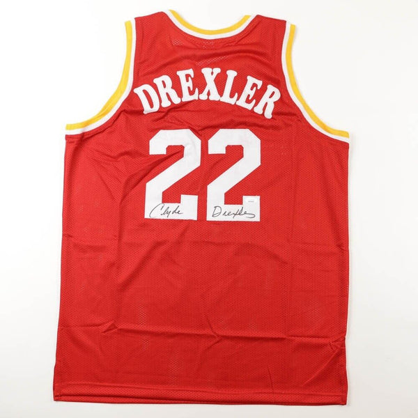 Clyde (The Glide) Drexler Signed Houston Rocket Jersey (JSA COA) 10XNBA All Star