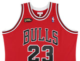 Bulls Michael Jordan Signed Red 1997-98 M&N HWC Authentic Jersey UDA #BAJ38137