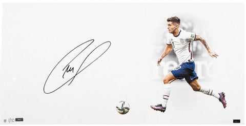 CHRISTIAN PULISIC Autographed "USA" White Out 14" x 28" Photograph PANINI LE 110