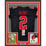 Framed Autographed/Signed Chris Olave 35x39 Ohio State Black Jersey JSA COA