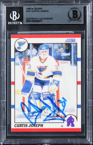 Blues Curtis Joseph Authentic Signed 1990 Score #151 Card BAS Slabbed