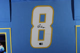 OMARION HAMPTON (Chargers blue SKYLINE) Signed Autographed Framed Jersey Beckett