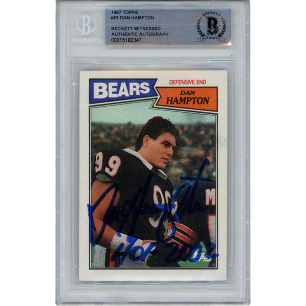 Dan Hampton Autographed/Signed 1987 Topps #53 Slabbed Trading Card Beckett 49337