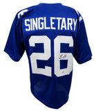 Devin Singletary Signed/Auto Blue Giants Football Jersey BAS/Beckett 208145