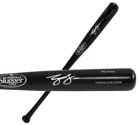 George Lombard Signed Detroit Tigers Louisville Slugger Black Pro Stock MLB Bat