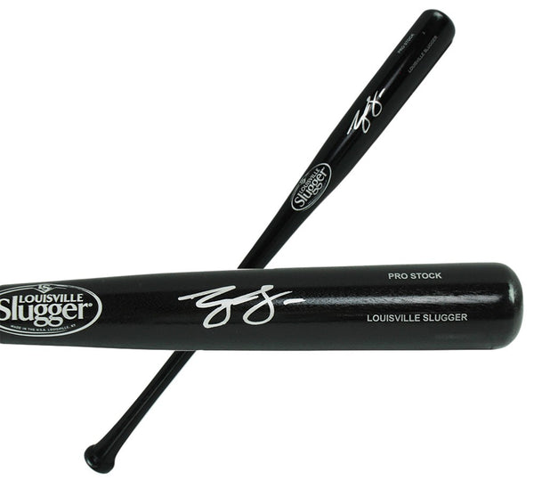 George Lombard Signed Detroit Tigers Louisville Slugger Black Pro Stock MLB Bat