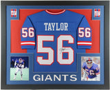 Lawrence Taylor Signed New York Giants 35x43 Framed Jersey (JSA QR Code Card) LB