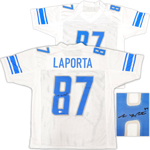 DETROIT LIONS SAM LAPORTA AUTOGRAPHED WHITE JERSEY BECKETT BAS WITNESS 225900