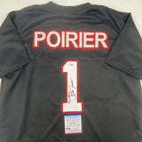 Autographed/Signed DUSTIN POIRIER UFC MMA Black Jersey Shirt PSA/DNA COA Auto