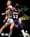 LARRY BIRD & MAGIC JOHNSON AUTOGRAPHED 8X10 PHOTO CELTICS & LAKERS BECKETT