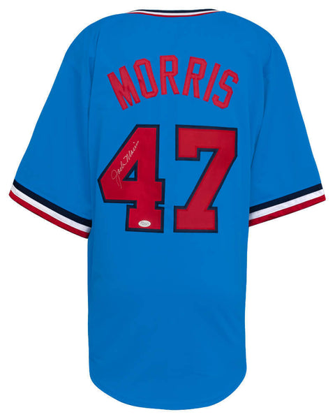 Jack Morris Signed Baby Blue Throwback Custom Baseball Jersey - (SCHWARTZ COA)