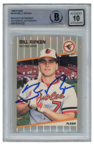 Billy Ripken Autographed 1989 Fleer #616 Error Card 10 Grade Beckett 52517
