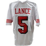 Trey Lance Autographed/Signed White Pro Style Jersey Beckett 45975
