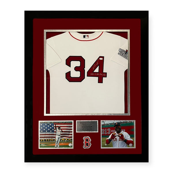 David Ortiz Signed Autographed Jersey This Is Our F'in City Inscription Framed