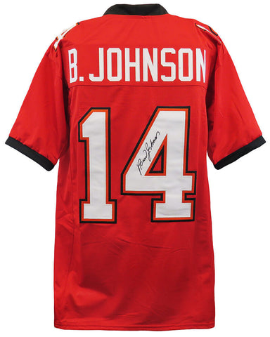 Brad Johnson (BUCCANEERS) Signed Red Custom Football Jersey - (SCHWARTZ COA)