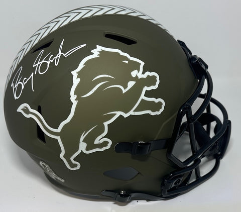 Lions BARRY SANDERS Signed Full Size SALUTE Replica Speed Helmet AUTO - JSA