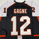 Autographed/Signed SIMON GAGNE Philadelphia Black Jersey JSA COA Auto