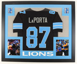 Sam Laporta Signed 35x43 Framed Detroit Lions Jersey (Beckett) 2023 2nd Round Pk