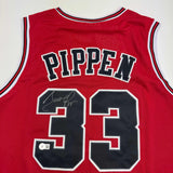 Autographed/Signed Scottie Pippen Chicago Red Basketball Jersey Beckett BSA COA