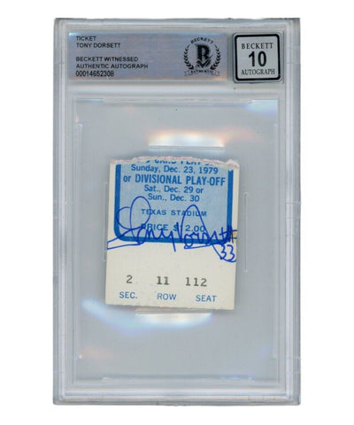 Tony Dorsett Autographed/Signed 12/30/1979 Ticket Playoffs Beckett 39432