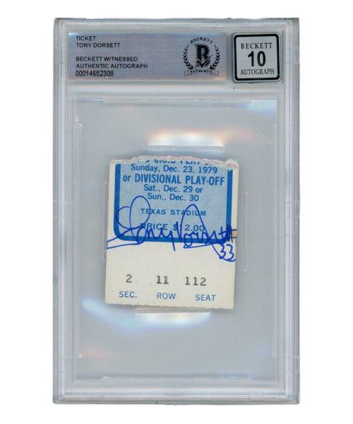 Tony Dorsett Autographed/Signed 12/30/1979 Ticket Playoffs Beckett 39432