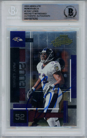 Ray Lewis Signed 2003 Absolute Memorabilia #2 Trading Card Beckett Slab 43370
