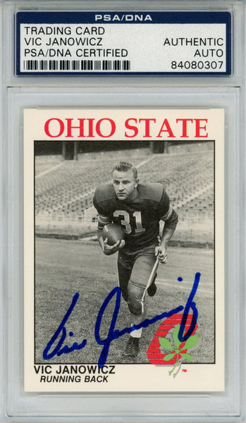 Vic Janowicz Autographed/Signed 1988 Kroger Trading Card PSA Slab 43776
