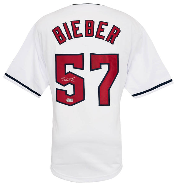 Shane Bieber Signed White Custom Baseball Jersey - (BECKETT COA)