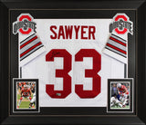 Ohio State Jack Sawyer Authentic Signed White Pro Style Framed Jersey BAS 2
