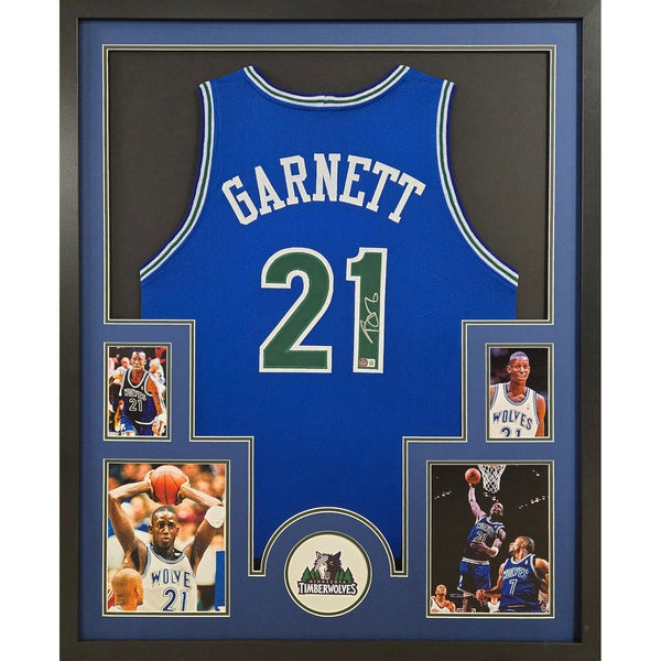Kevin Garnett Autographed Signed Framed Timberwolves Jersey BECKETT