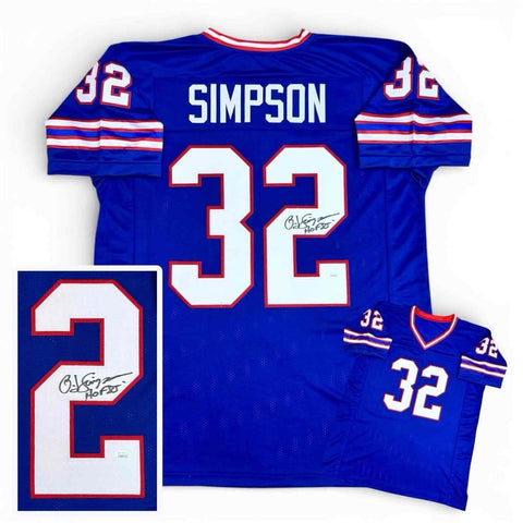 OJ Simpson Autographed Jersey with HOF - Royal - JSA Authenticated