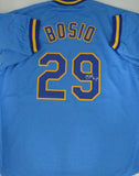 Brewers Pitcher CHRIS BOSIO Signed Custom Replica Milwaukee Blue Jersey 1986-192