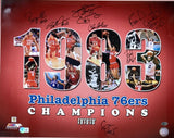 1983 Philadelphia 76ers Signed Framed 16x20 Photo Julius Erving & More BAS LOA