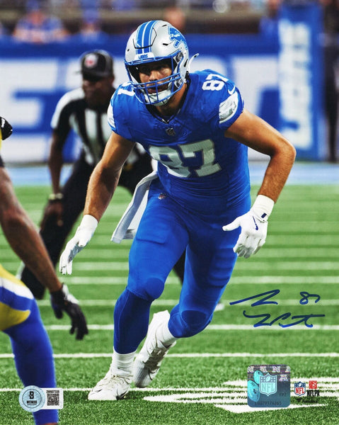 Sam LaPorta Autographed Detroit Lions 2024 8x10 Photo Beckett Witnessed