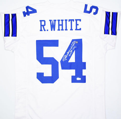 Randy White Autographed White Pro Style Jersey w/HOF- Beckett W Hologram *Silver