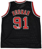 CHICAGO BULLS DENNIS RODMAN AUTOGRAPHED SIGNED BLACK JERSEY JSA STOCK #215735