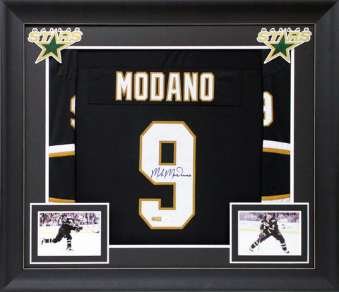 Mike Modano Authentic Signed Black Pro Style Framed Jersey JSA Witness