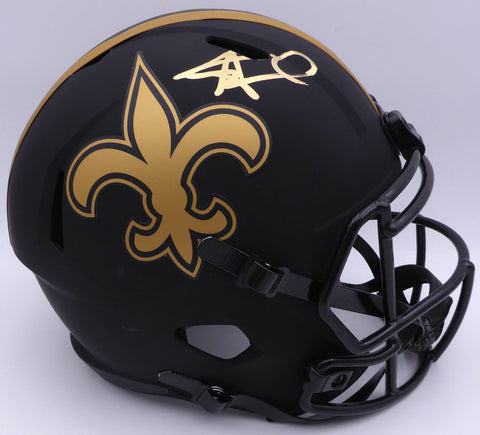 Alvin Kamara Autographed Eclipse Black Full Size Helmet Saints Beckett 1W403027