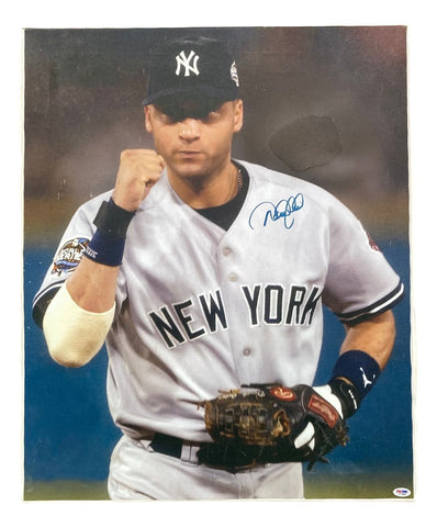 Derek Jeter Signed Stretched 22x28 New York Yankees Canvas PSA Hologram