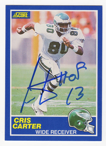 Cris Carter Autographed Eagles 1989 Score Rookie Card #72 w/HOF'13 - (SS COA)